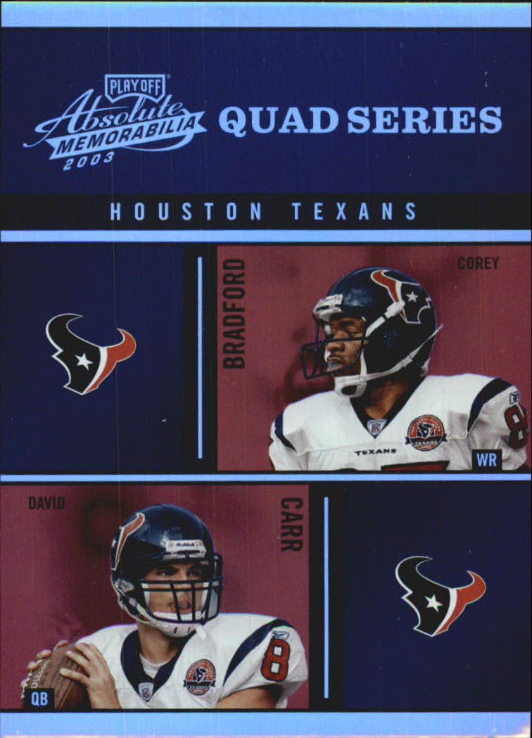 2003 Absolute Memorabilia Quad Series #QS4 David Carr/Jonathan Wells/Jabar Gaffney/Corey Bradford