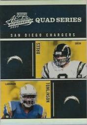 2003 Absolute Memorabilia Quad Series #QS12 Drew Brees/LaDainian Tomlinson/Quentin Jammer/David Boston