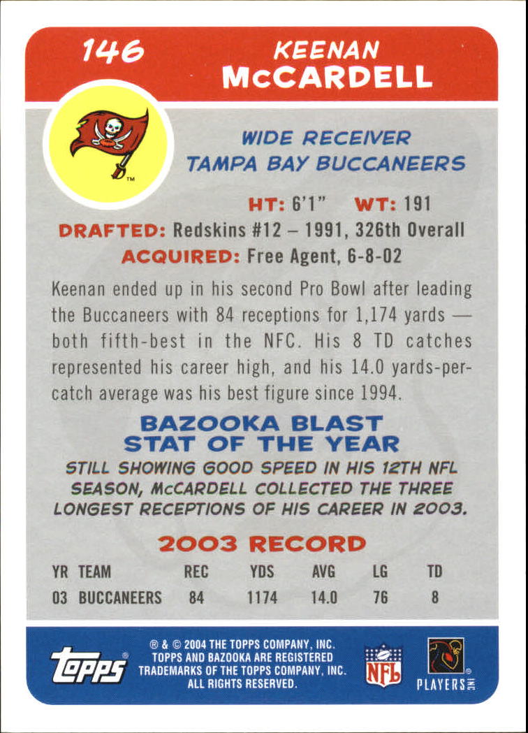 2004 Bazooka #146 Keenan McCardell back image
