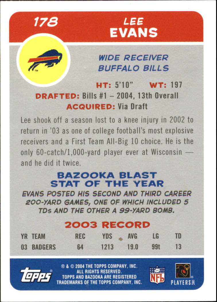 2004 Bazooka #178 Lee Evans RC back image