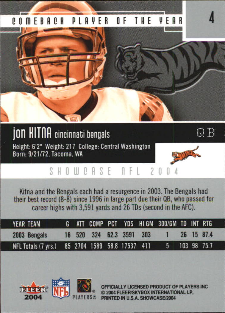 2004 Fleer Showcase #4 Jon Kitna back image