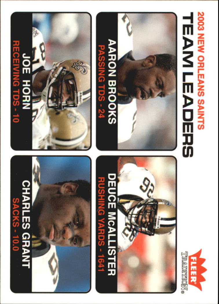 2004 Fleer Tradition #32 Aaron Brooks TL/Deuce McAllister/Joe Horn/Charles Grant