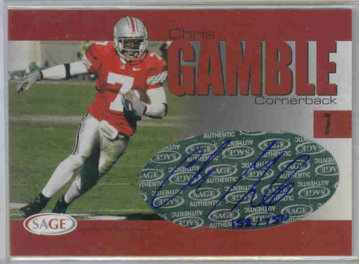 2004 SAGE Autographs Red #A13 Chris Gamble/750