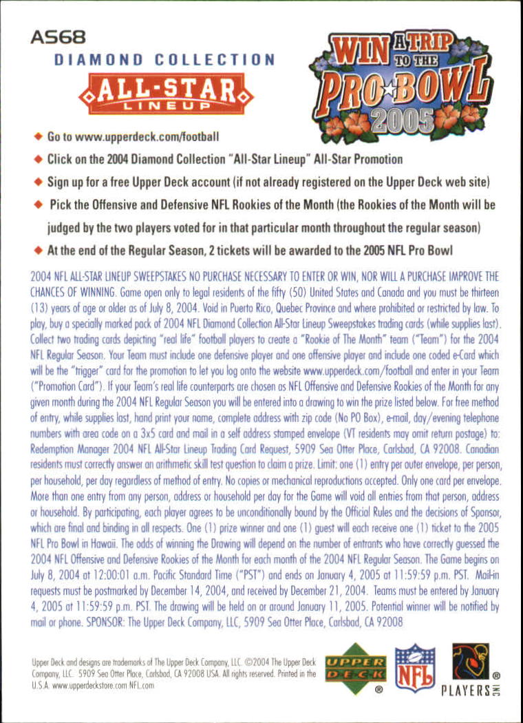 2004 UD Diamond All-Star Promo #AS68 Derrick Hamilton back image