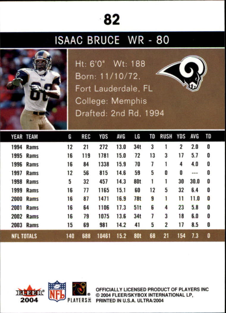 2004 Ultra #82 Isaac Bruce back image