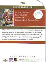 2004 Ultra Gold Medallion #202 Philip Rivers L13 back image
