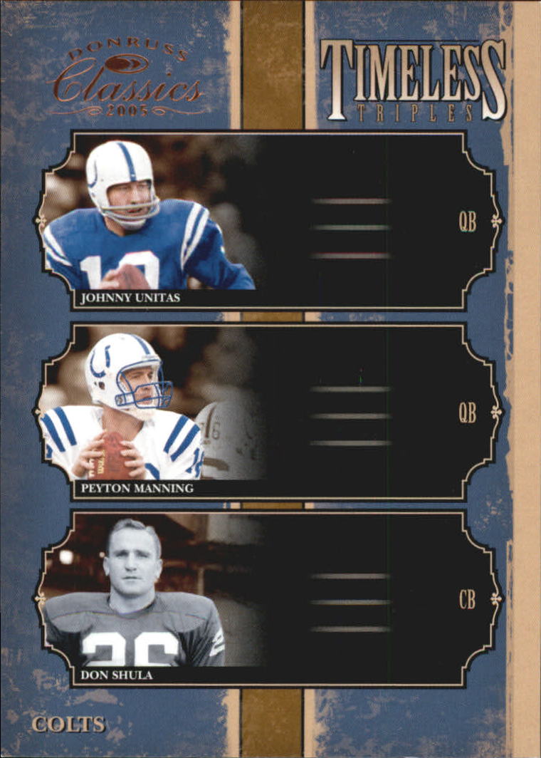 2005 Donruss Classics Timeless Triples Bronze #6 Johnny Unitas/Peyton Manning/Don Shula
