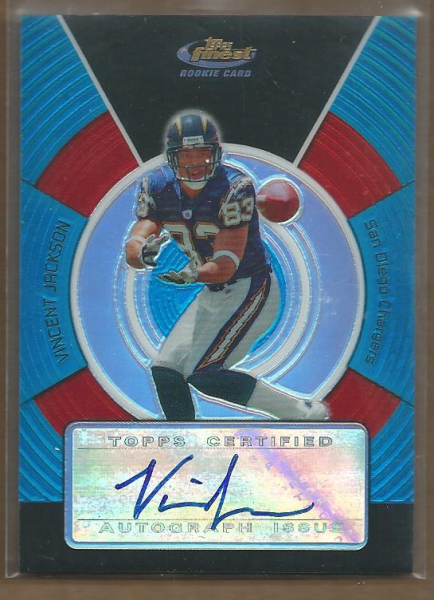 2005 Finest Blue Refractors #175 Vincent Jackson AU
