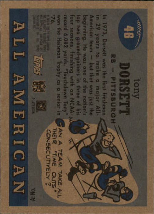 2005 Topps All American #46 Tony Dorsett back image