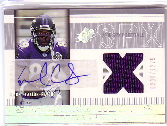 2005 SPx #210 Mark Clayton JSY AU RC