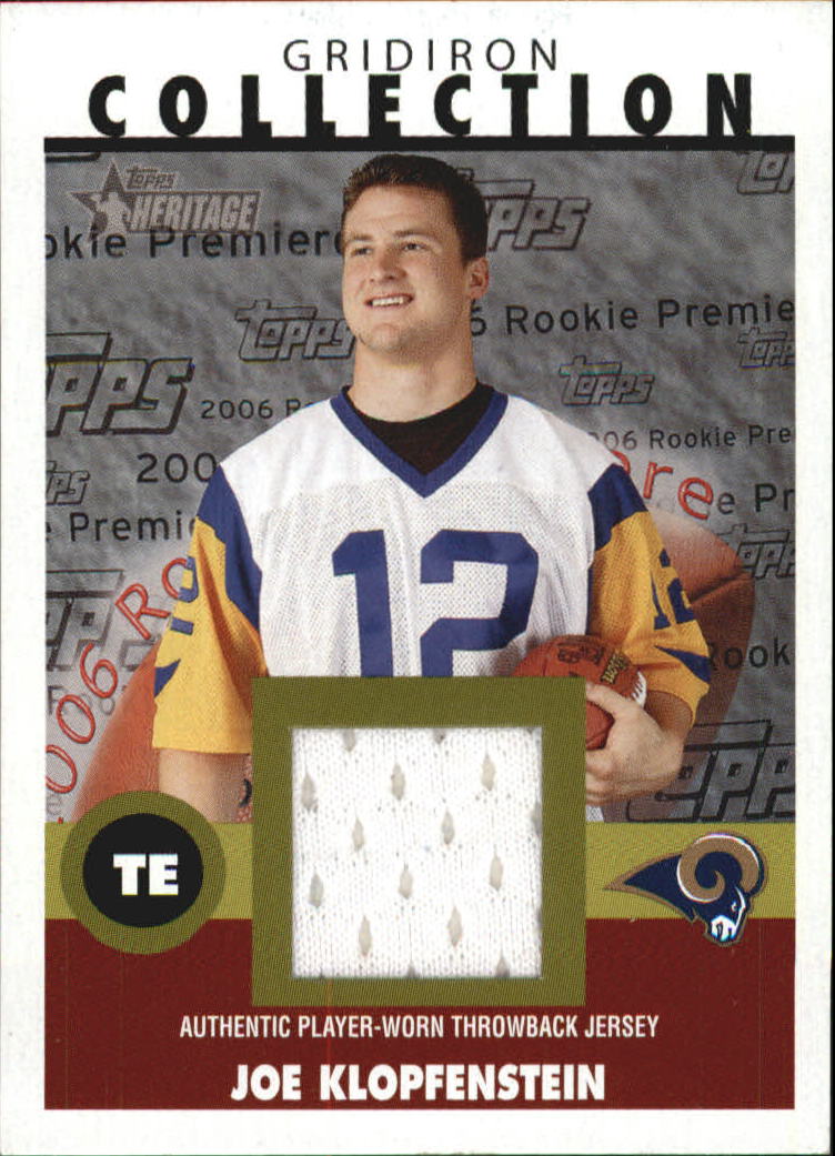 2006 Topps Heritage Gridiron Collection Jersey #GCJK Joe Klopfenstein
