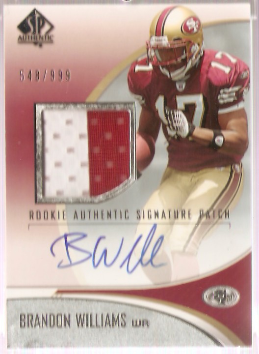 2006 SP Authentic #228 Brandon Williams JSY/999 AU RC