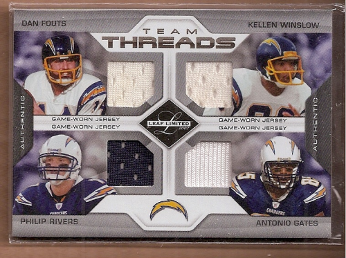 2007 Leaf Limited Team Threads Quads #4 Dan Fouts/Kellen Winslow Sr./Philip Rivers/Antonio Gates