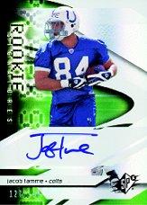 2008 SPx Green Holofoil Rookies #213 Jacob Tamme AU