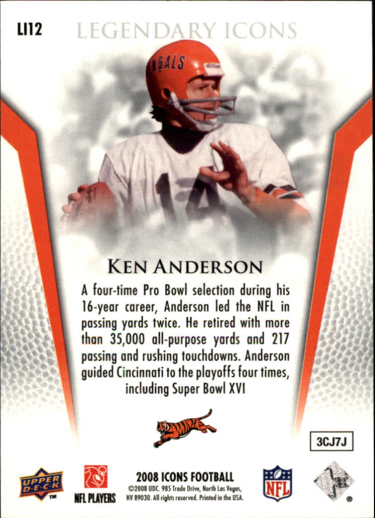 2008 Upper Deck Icons Legendary Icons Silver #LI12 Ken Anderson back image