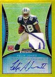 2008 Bowman Chrome Rookie Autographs Gold Refractors Jersey #BC70 Felix Jones