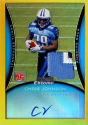 2008 Bowman Chrome Rookie Autographs Gold Refractors Jersey #BC76 Chris Johnson