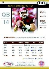 2010 SAGE HIT #14 Sam Bradford DP back image