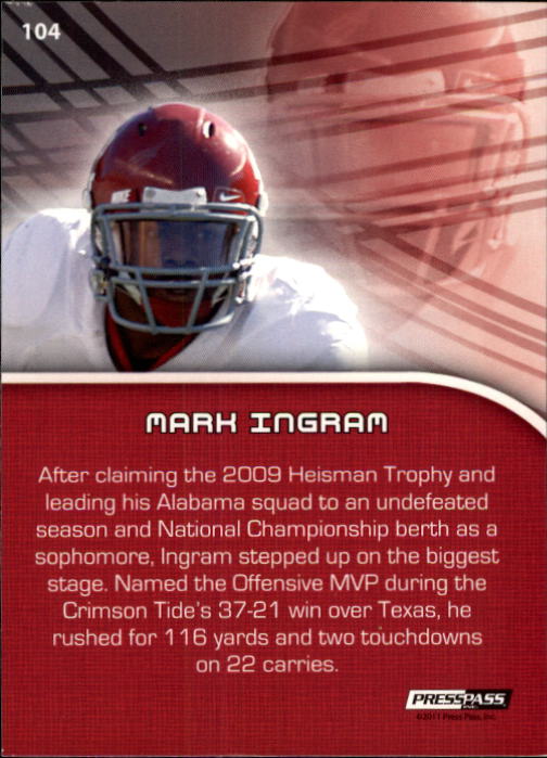 2011 Press Pass #104 Mark Ingram PP back image