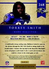 2011 Panini Gold Standard #268 Torrey Smith JSY AU/525 RC back image