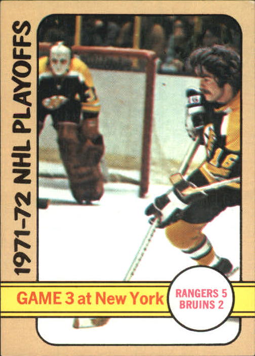1972-73 Topps #4 Playoff Game 3/Rangers 5/Bruins 2