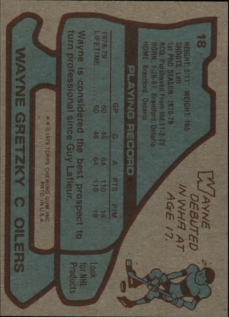 1979-80 Topps #18 Wayne Gretzky RC back image