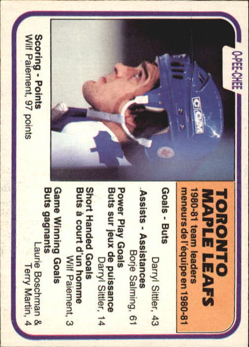 1981-82 O-Pee-Chee #326 Wilf Paiement TL