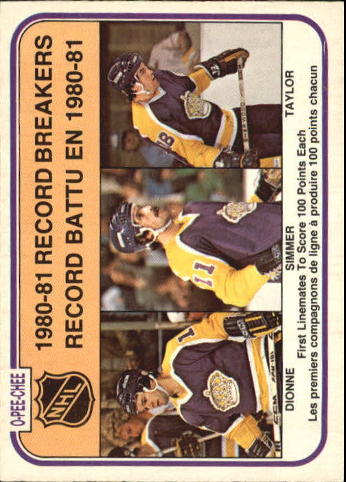 1981-82 O-Pee-Chee #391 Marcel Dionne/Charlie Simmer/Dave Taylor RB/100 points each