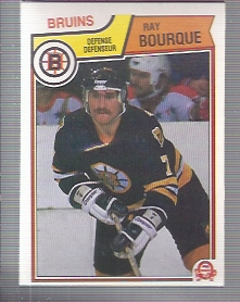 1983-84 O-Pee-Chee #45 Ray Bourque UER/Text on back indicates Ray/won the Calder in 1978-79
