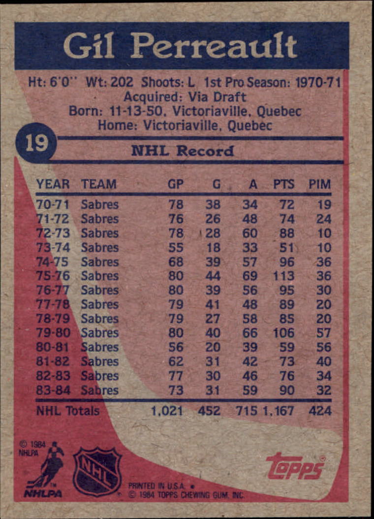 1984-85 Topps #19 Gilbert Perreault back image