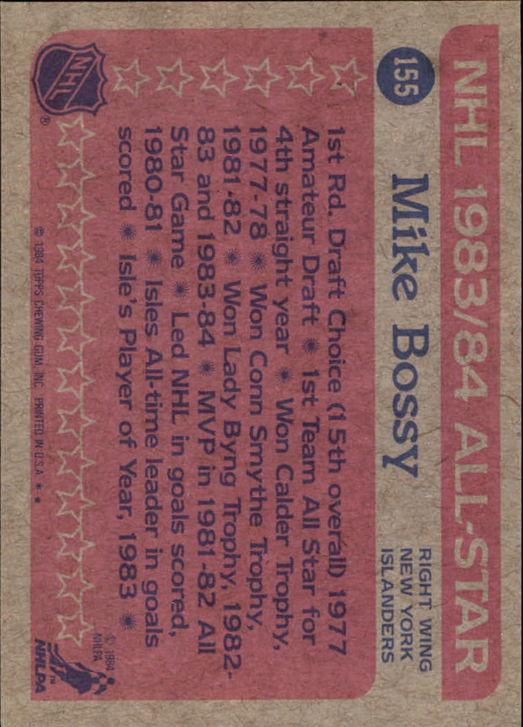 1984-85 Topps #155 Mike Bossy AS back image