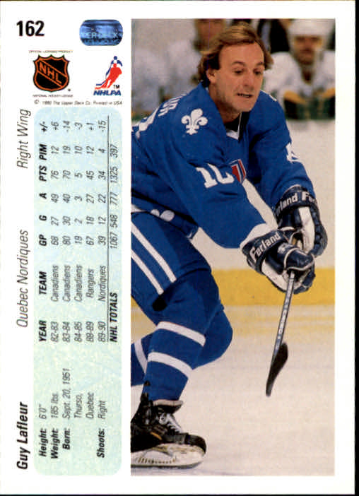 1990-91 Upper Deck #162 Guy Lafleur back image