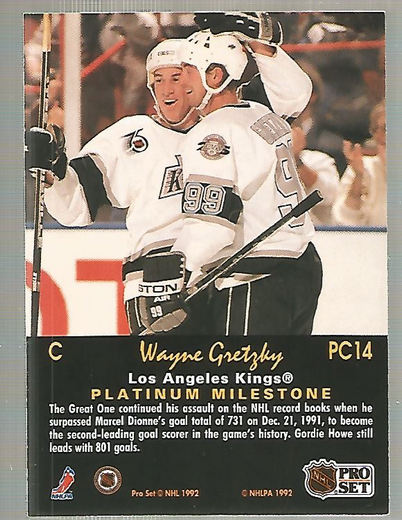 1991-92 Pro Set Platinum PC #PC14 Wayne Gretzky back image