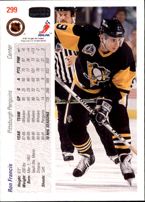 1991-92 Upper Deck #299 Ron Francis back image