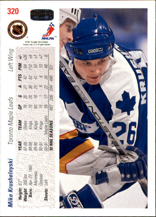 1991-92 Upper Deck #320 Mike Krushelnyski back image