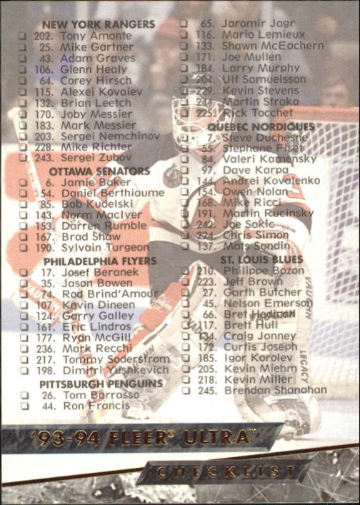 1993-94 Ultra #250 Teemu Selanne CL