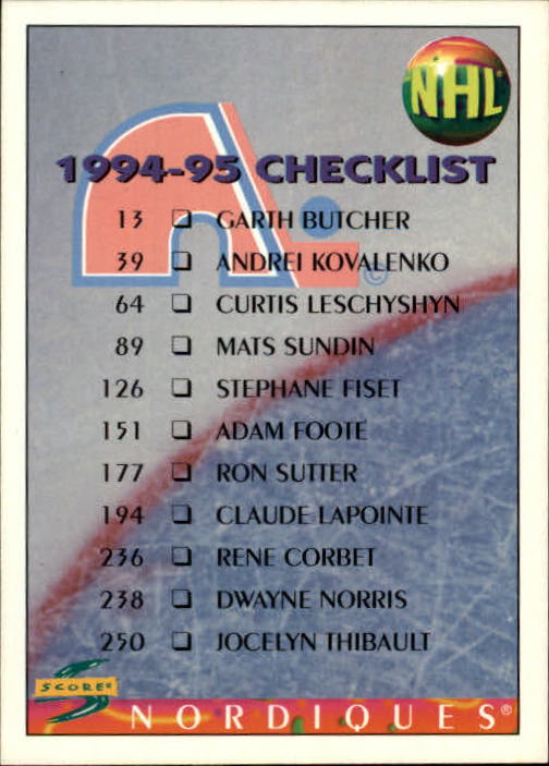 1994-95 Score #272 Quebec Nordiques/St.Louis Blues CL