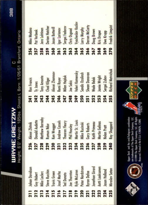 1998-99 Upper Deck Gold Reserve #388 Wayne Gretzky CL back image