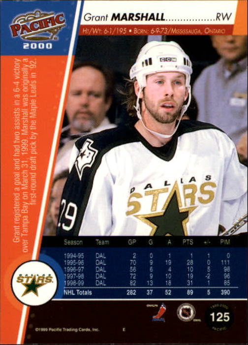 1999-00 Pacific #125 Grant Marshall back image