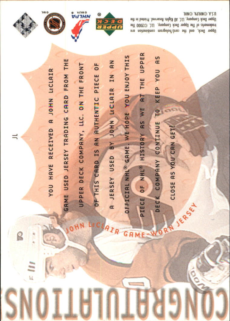 1999-00 Upper Deck Game Jerseys Series II #JL John LeClair
