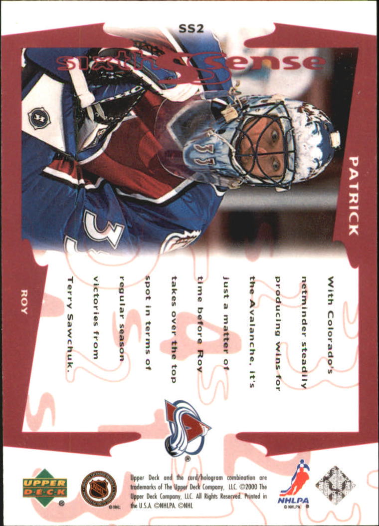 1999-00 Upper Deck Sixth Sense #SS2 Patrick Roy back image