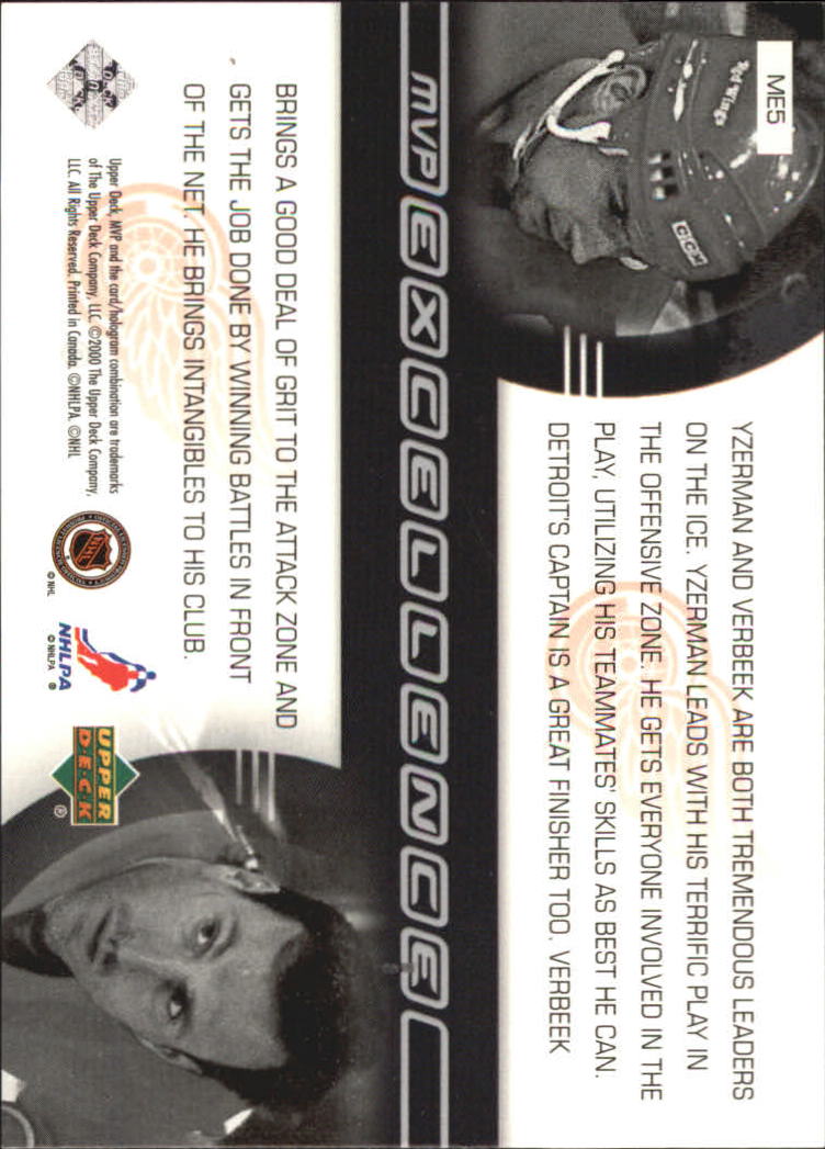 2000-01 Upper Deck MVP Excellence #ME5 Steve Yzerman/Pat Verbeek back image
