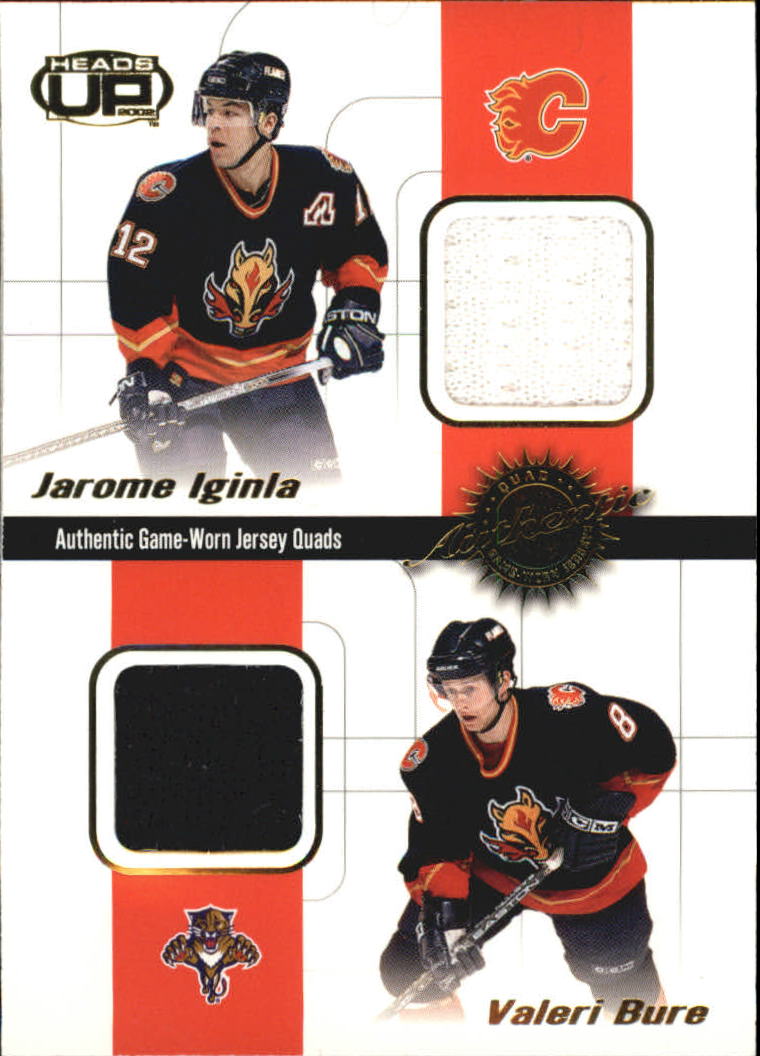 2001-02 Pacific Heads Up Quad Jerseys #5 Jarome Iginla/Valeri Bure/Marc Savard/Rico Fata