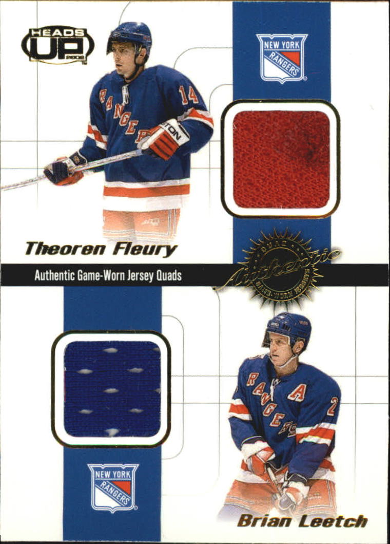 2001-02 Pacific Heads Up Quad Jerseys #14 Theo Fleury/Brian Leetch/Mike Richter/Petr Nedved
