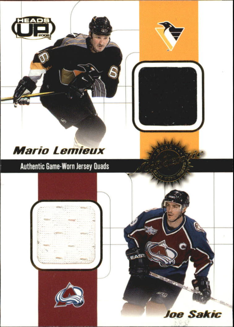 2001-02 Pacific Heads Up Quad Jerseys #21 Mario Lemieux/Joe Sakic/Mike Modano/Pavel Bure