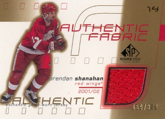 2001-02 SP Game Used Authentic Fabric Gold #AFBS Brendan Shanahan