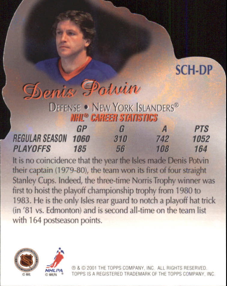 2001-02 Topps Stanley Cup Heroes #SCHDP Denis Potvin back image