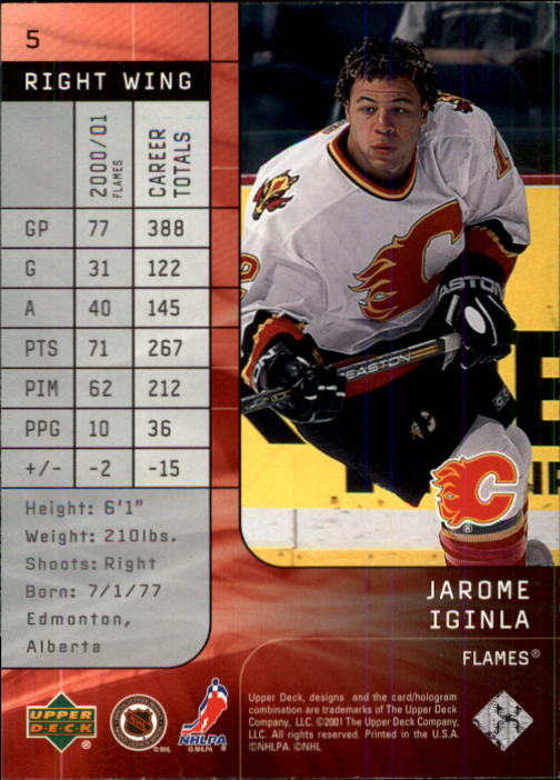 2001-02 UD Top Shelf #5 Jarome Iginla back image