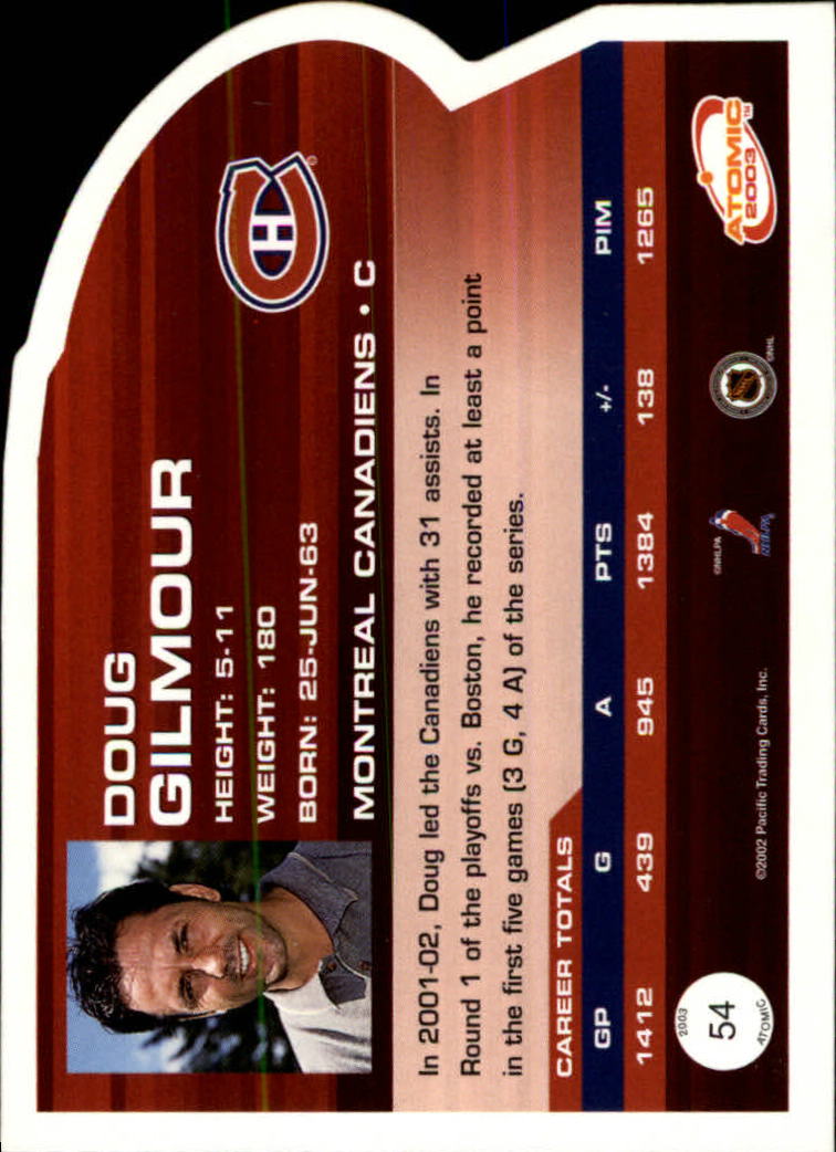 2002-03 Atomic #54 Doug Gilmour back image