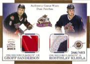 2002-03 Crown Royale Dual Patches #7 Geoff Sanderson/Rostislav Klesla/403
